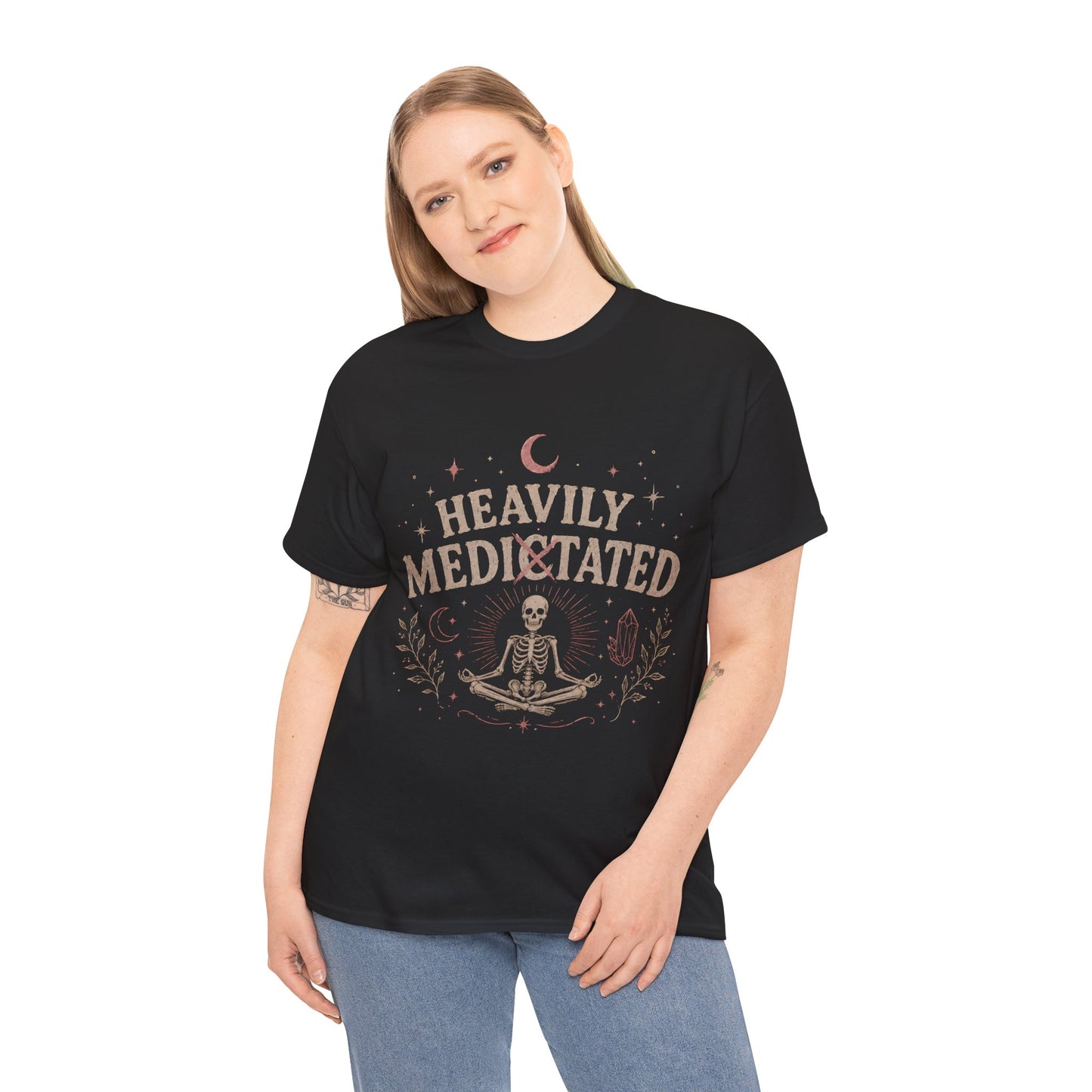 Heavily Meditated - Unisex Skeleton Yoga Graphic Tee