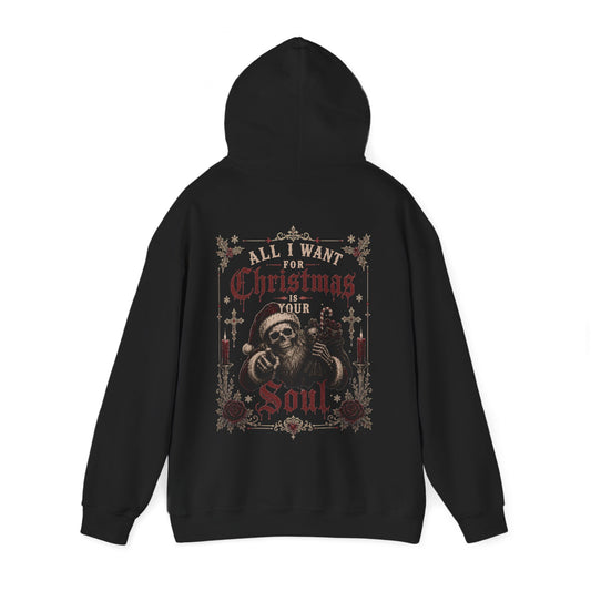 Christmas Skeleton Hoodie - "All I Want for Christmas Is Your Soul"