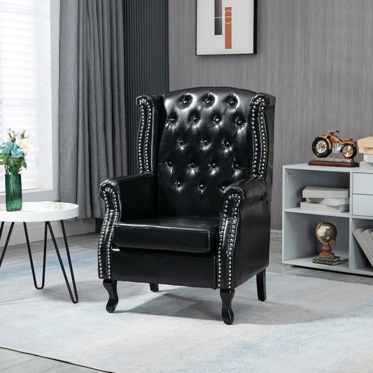 HOMCOM Wingback Accent Chair Tufted Chesterfield Style - Black