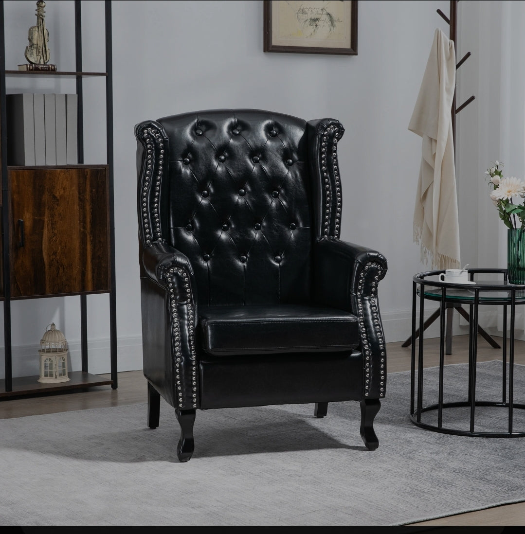 HOMCOM Wingback Accent Chair Tufted Chesterfield Style - Black