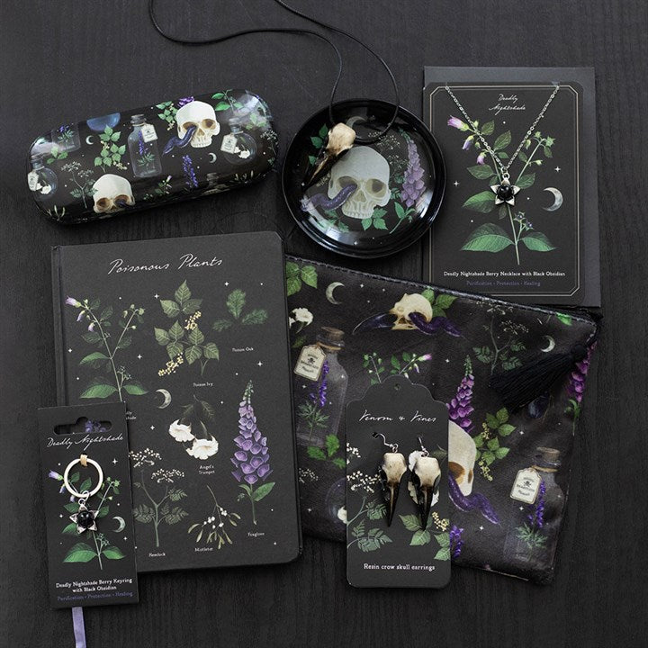 Deadly Nightshade Keyring with Black Obsidian