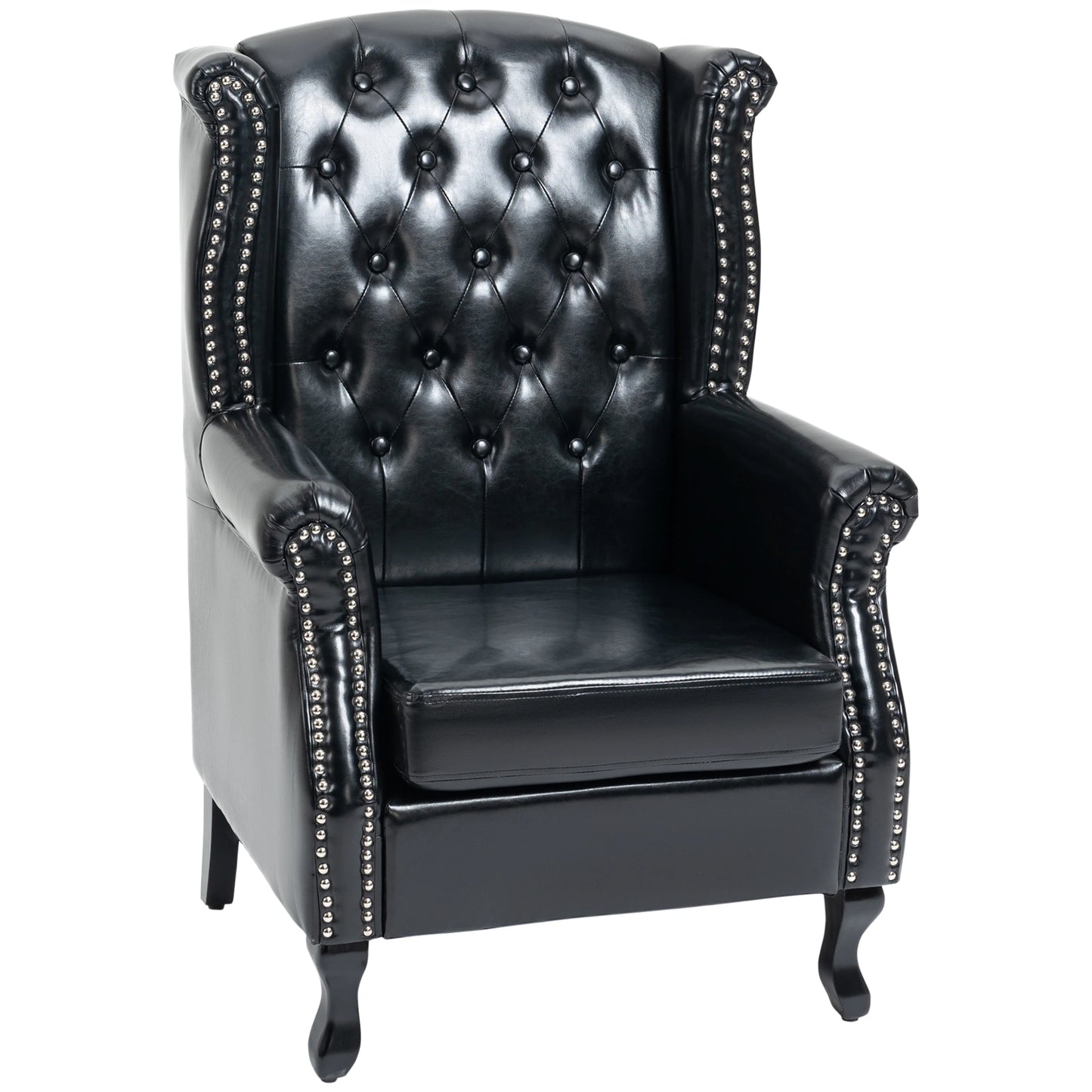HOMCOM Wingback Accent Chair Tufted Chesterfield Style - Black