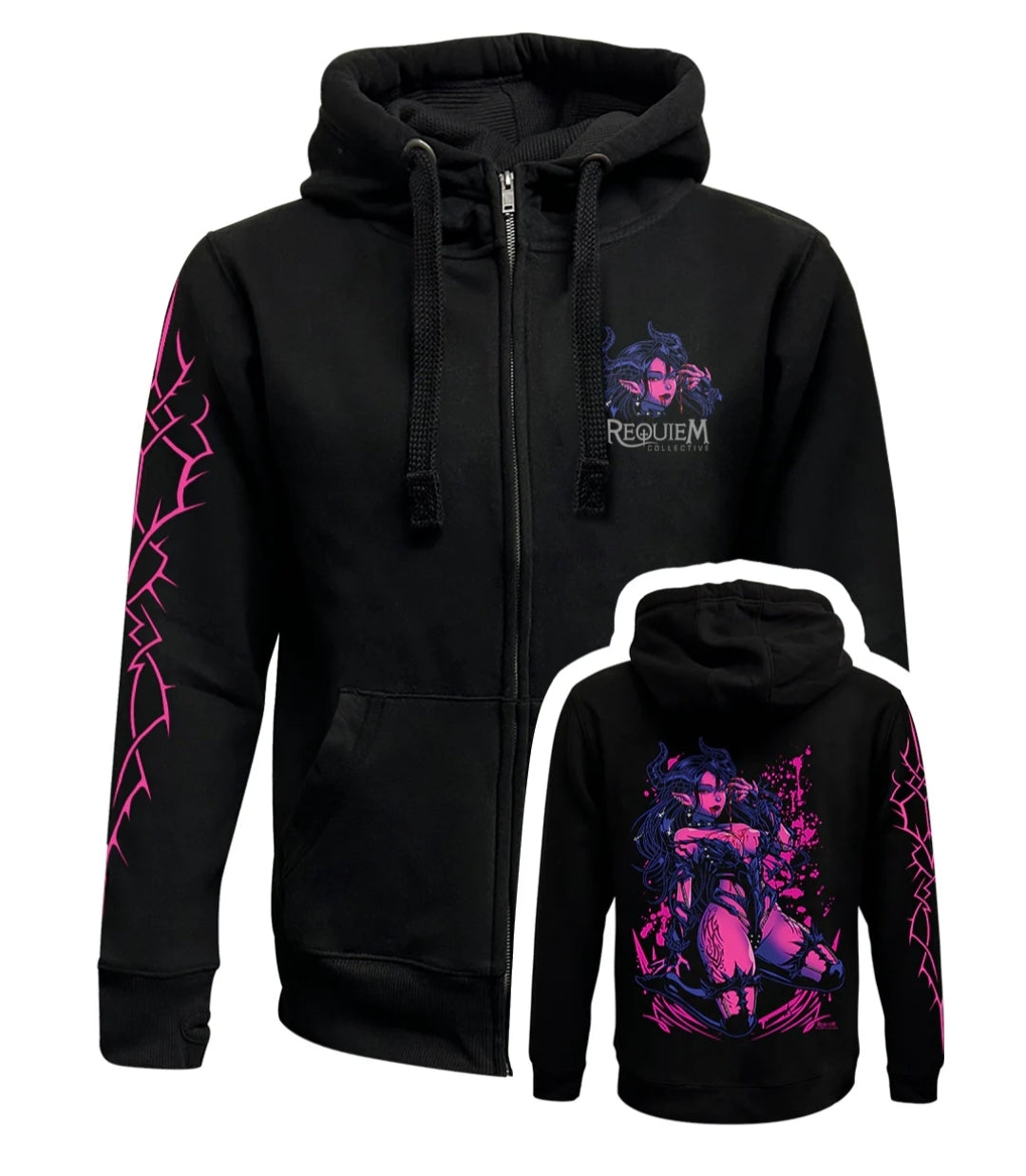 Requiem Collective Kat Black Zipped Premium Hoodie