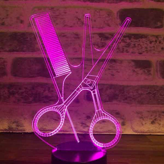 3D Comb Scissors Led Lamp | Battery & USB Cable