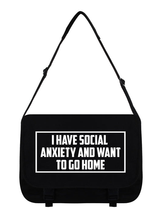 Social Anxiety Black Messenger Bag