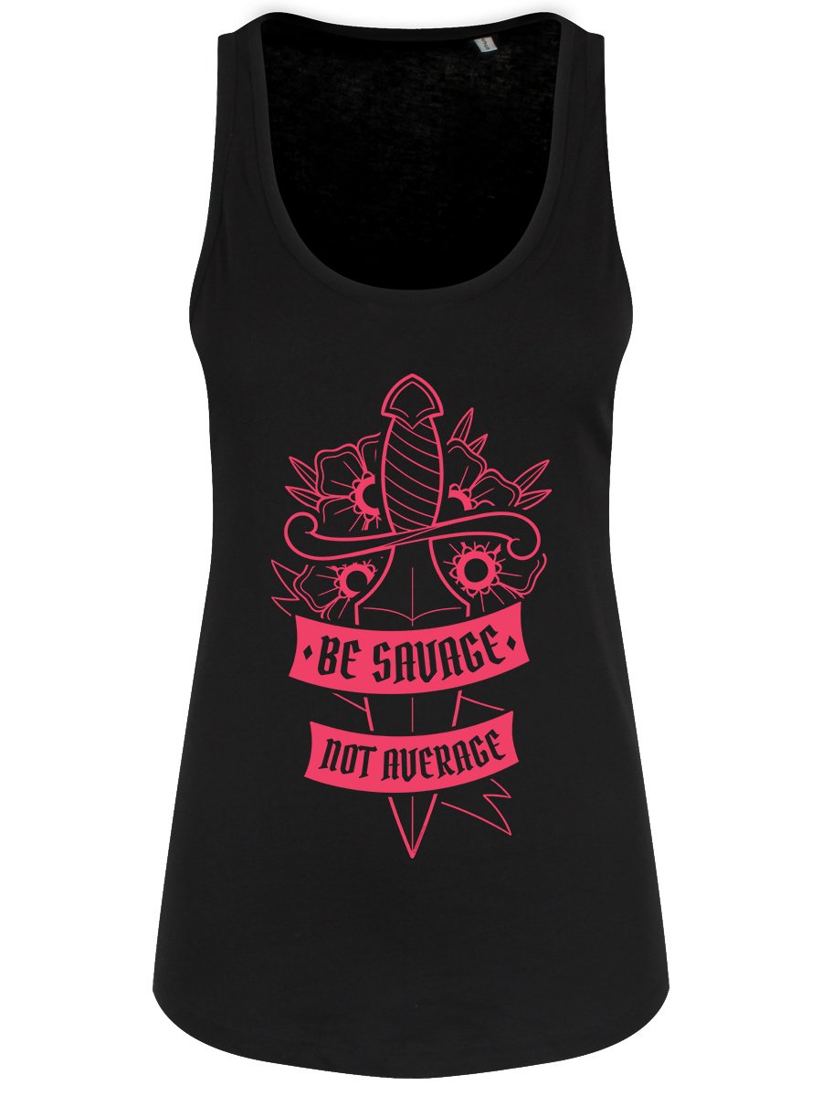 Be Savage Not Average Ladies Black Floaty Tank