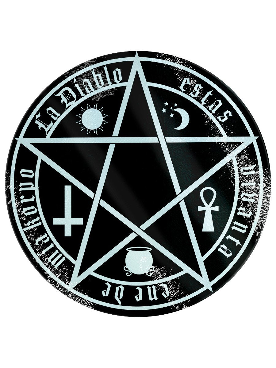 The Devil Is Living In My Flesh Circular Glass Chopping Board