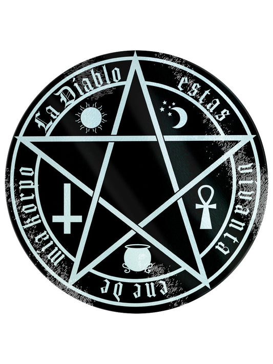 The Devil Is Living In My Flesh Circular Glass Chopping Board