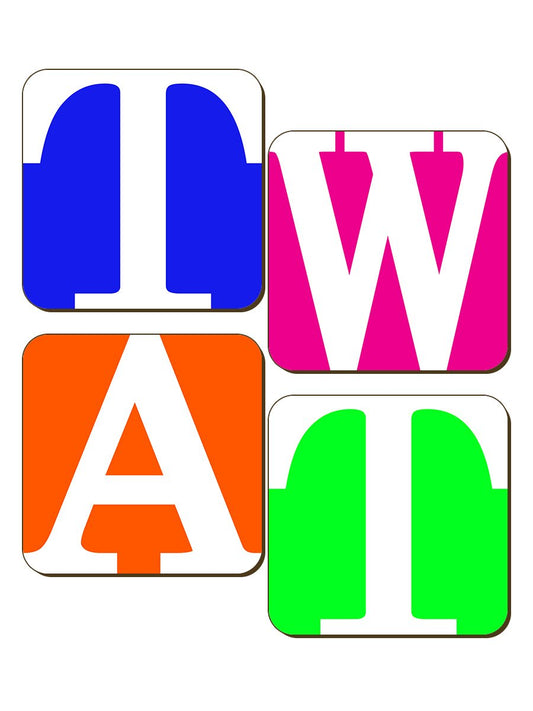 TW#T Funny Abusive 4 Piece Coaster Set