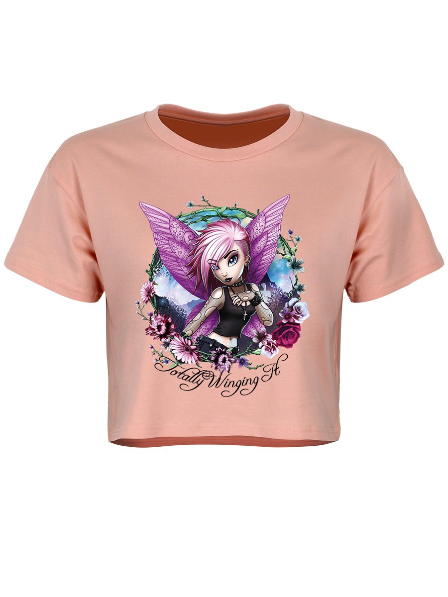 Hexxie Violet Totally Winging It Blush Pink Crop Top