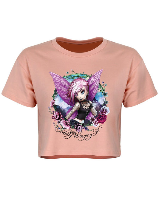 Hexxie Violet Totally Winging It Blush Pink Crop Top