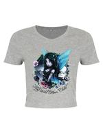 Hexxie Brooke Stay Wild Moon Child Grey Crop Top