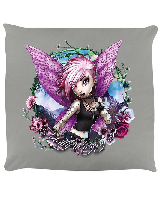 Hexxie Violet Totally Winging It Grey Cushion