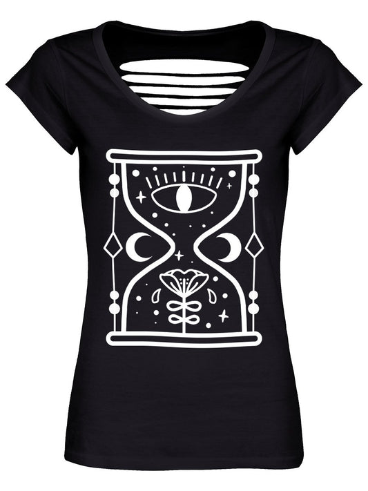 Out Of Time Ladies Black Razor Back T-Shirt