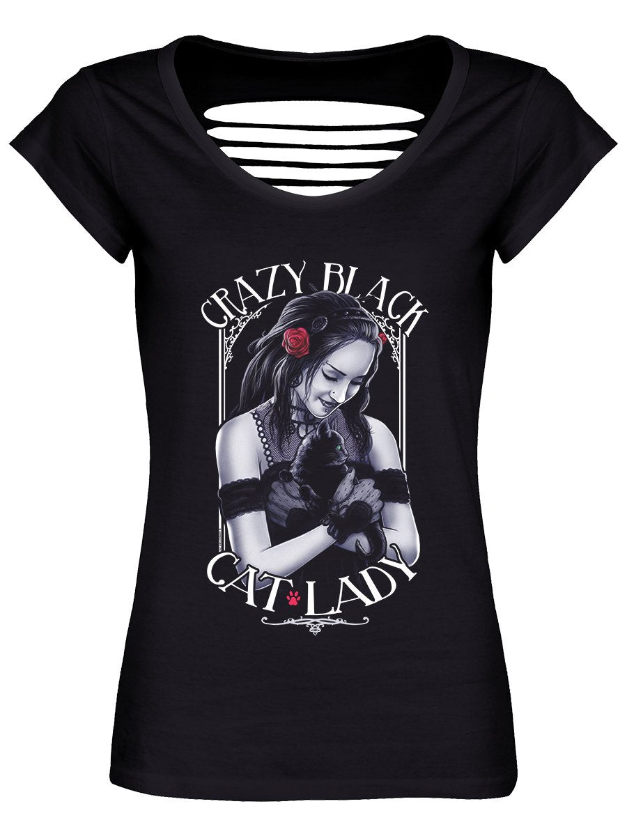 Crazy Black Cat Lady Black Razor Back T-Shirt