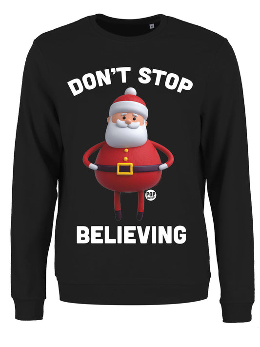 Pop Factory Don't Stop Believing Ladies Black Christmas Jumper