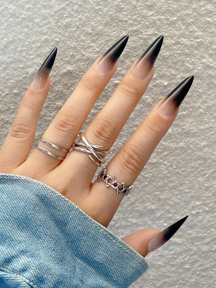 24 pcs Long Stiletto False Nail Ombre