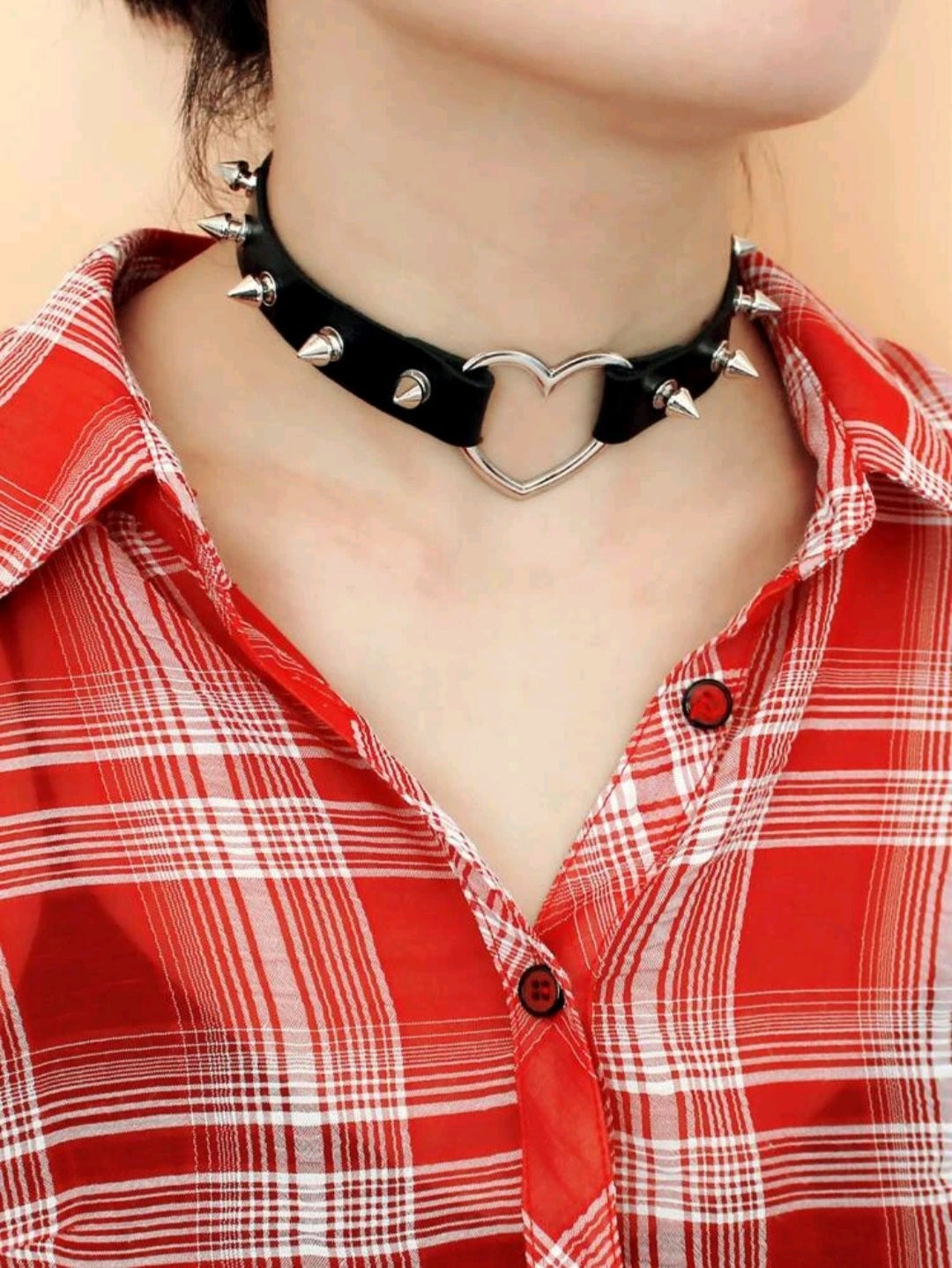 Rivet Heart Decor Choker