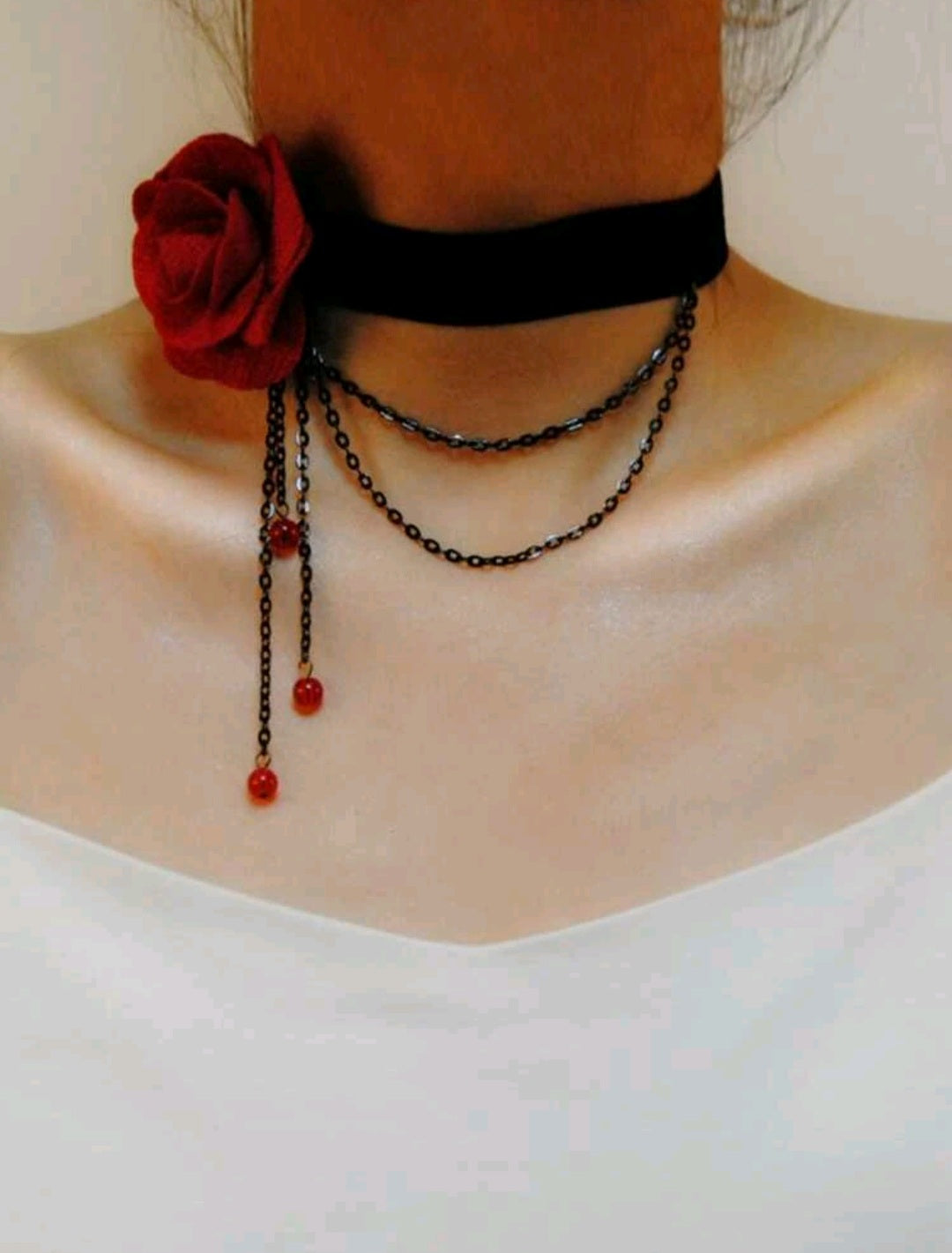 Rose & Chain Decor Choker