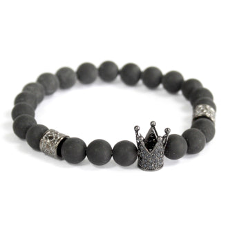 Crystal Crown / Black Agate - Gemstone Bracelet