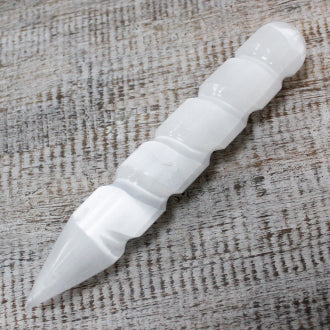 Selenite Spiral Wand - 16 cm