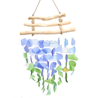 Recycled Glass Windchime - Three Stick - Blue & Green