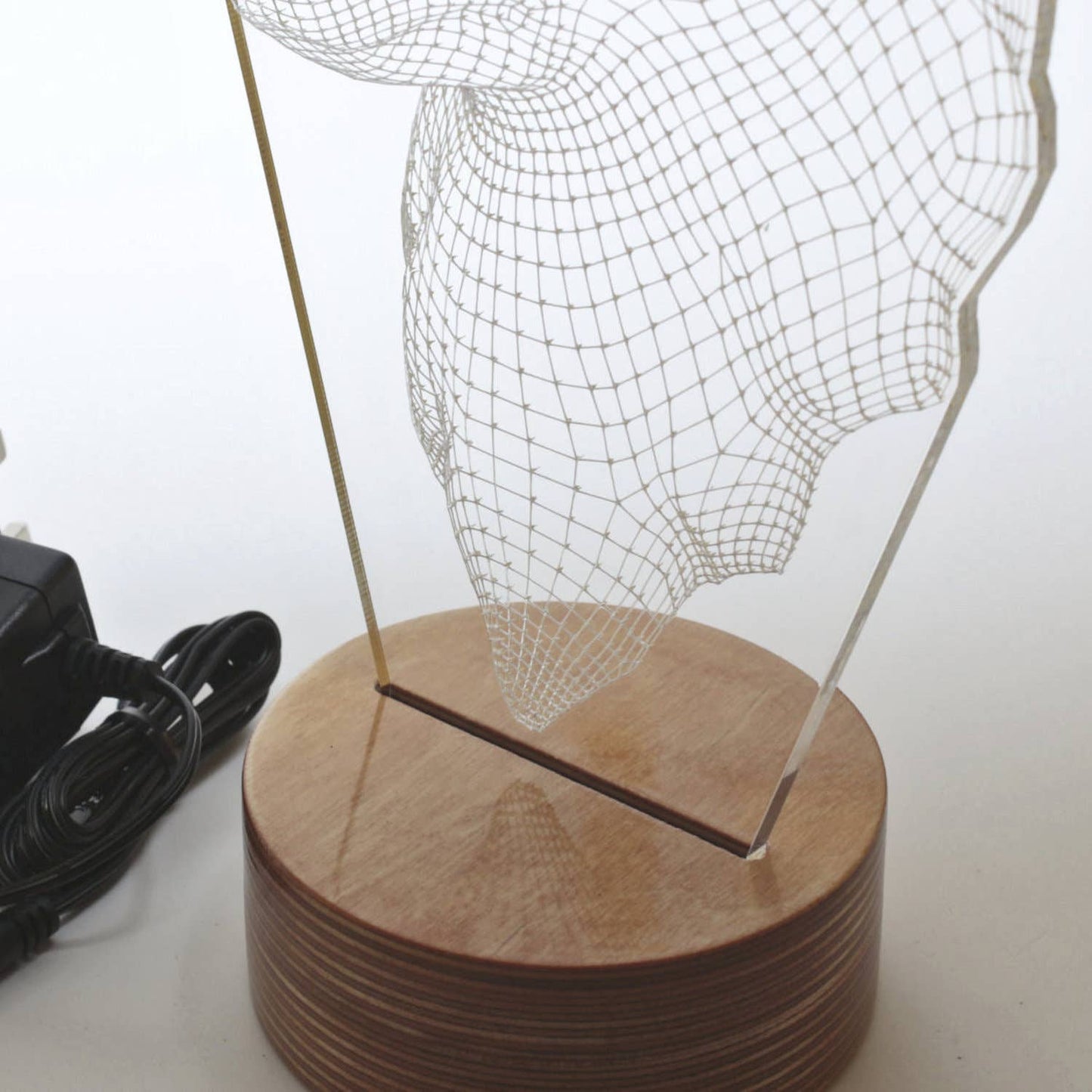 3D Serious Wolf Led Light | Wood