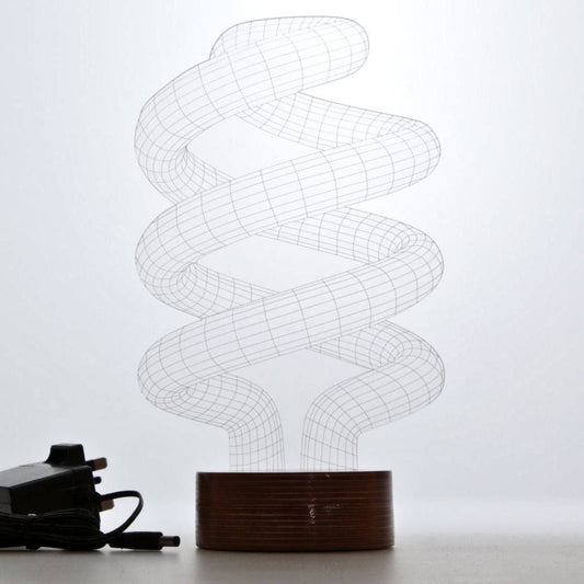 3D Spiral Table Lamp | Wood