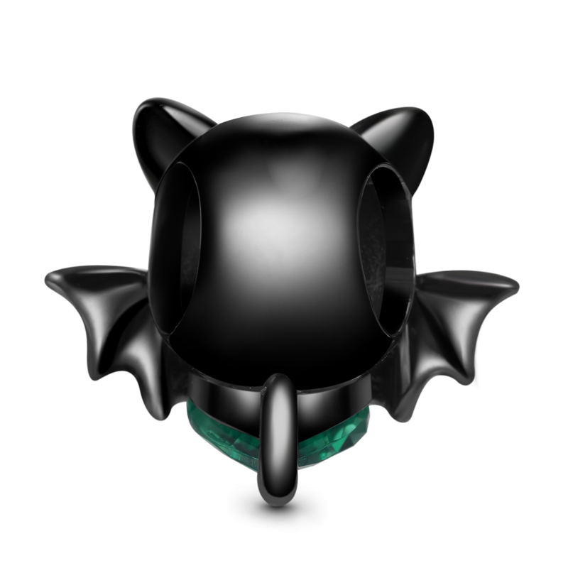 Evil Bat Embraces Heart Gem Charm