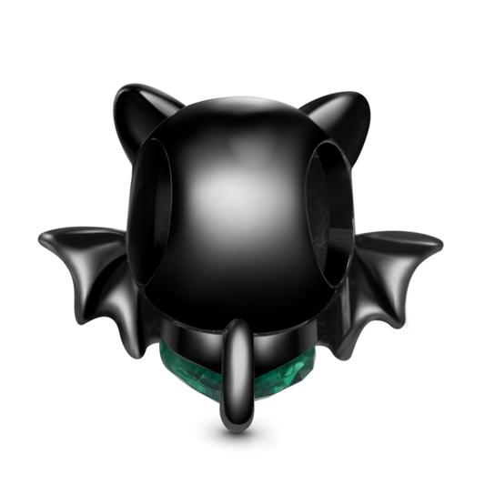 Evil Bat Embraces Heart Gem Charm