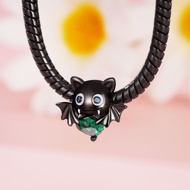 Evil Bat Embraces Heart Gem Charm