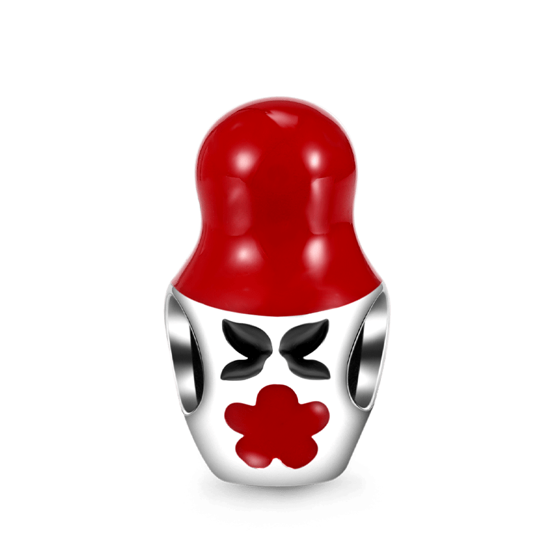 Matryoshka Doll Embraces Heart Gem Charm