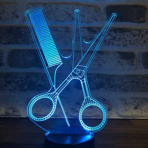 3D Comb Scissors Led Lamp | Battery & USB Cable