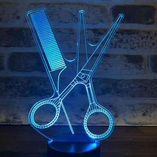 3D Comb Scissors Led Lamp | Battery & USB Cable