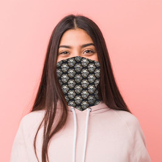 Skulls & Roses Neck Scarf Face Covering