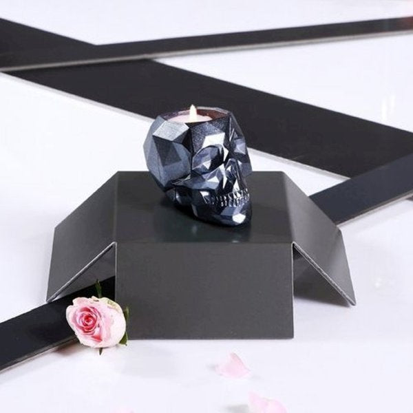 Concrete Skull Candle - Steel