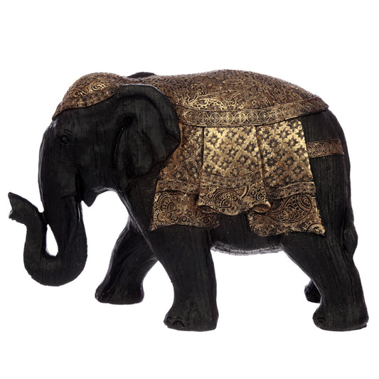 Decorative Thai Brushed Black and Gold Large Elephant