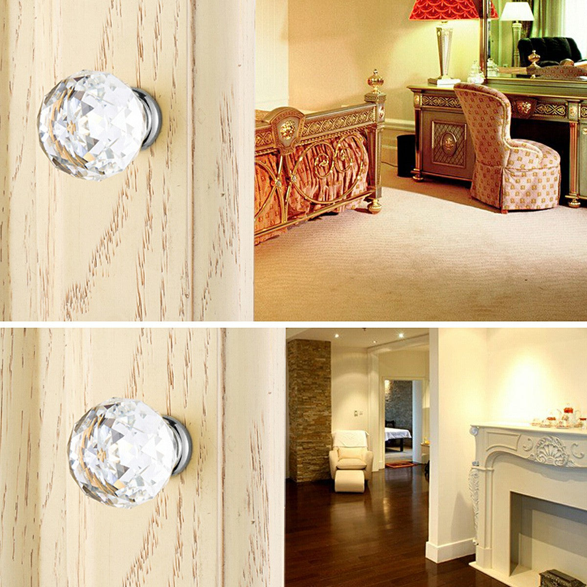 12x Crystal Cut Glass Ball Drawer Cupboard Door Knobs