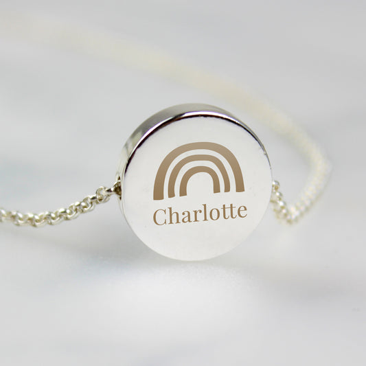 Personalised Rainbow Disc Necklace