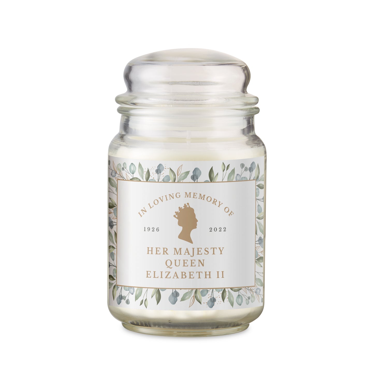 Personalised Queens Commemorative Large Vanilla Scented Candle Jar