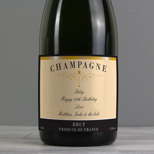 Personalised Any Message Classic Label Champagne
