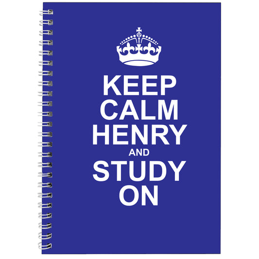 Personalised Keep Calm Blue A5 Notebook