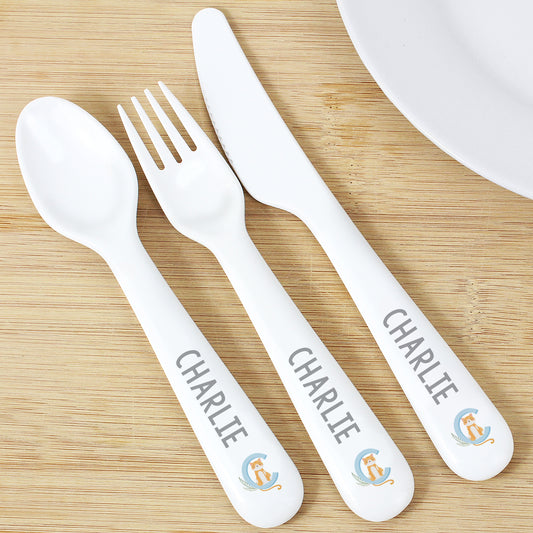 Personalised Animal Alphabet Plastic Cutlery Set