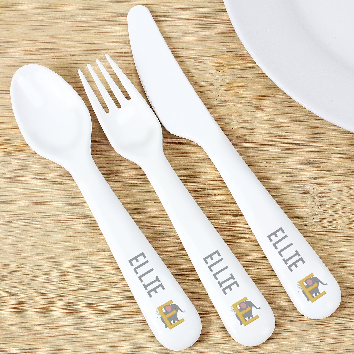 Personalised Animal Alphabet Plastic Cutlery Set
