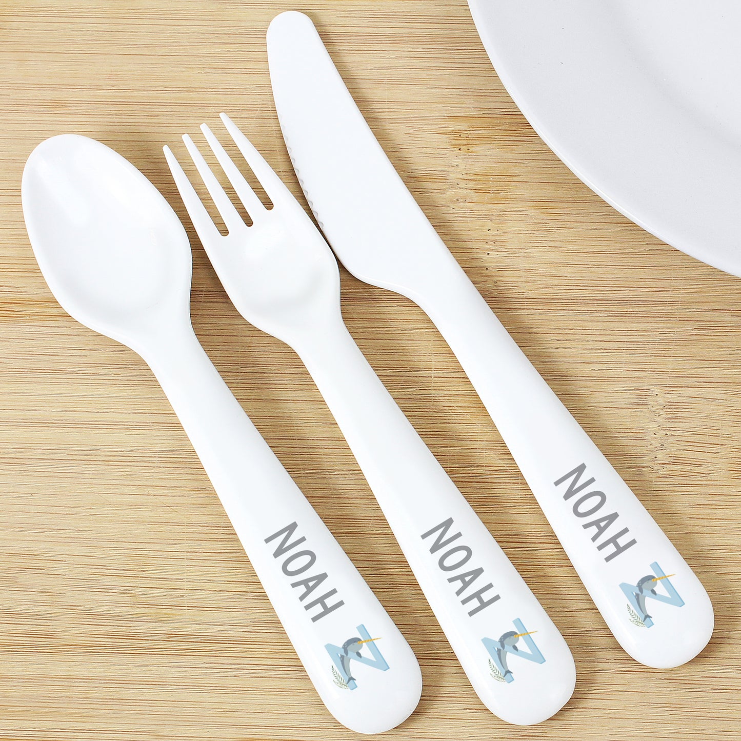 Personalised Animal Alphabet Plastic Cutlery Set