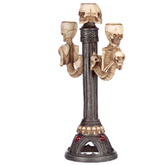 Gothic Skull and Spine Candlestick