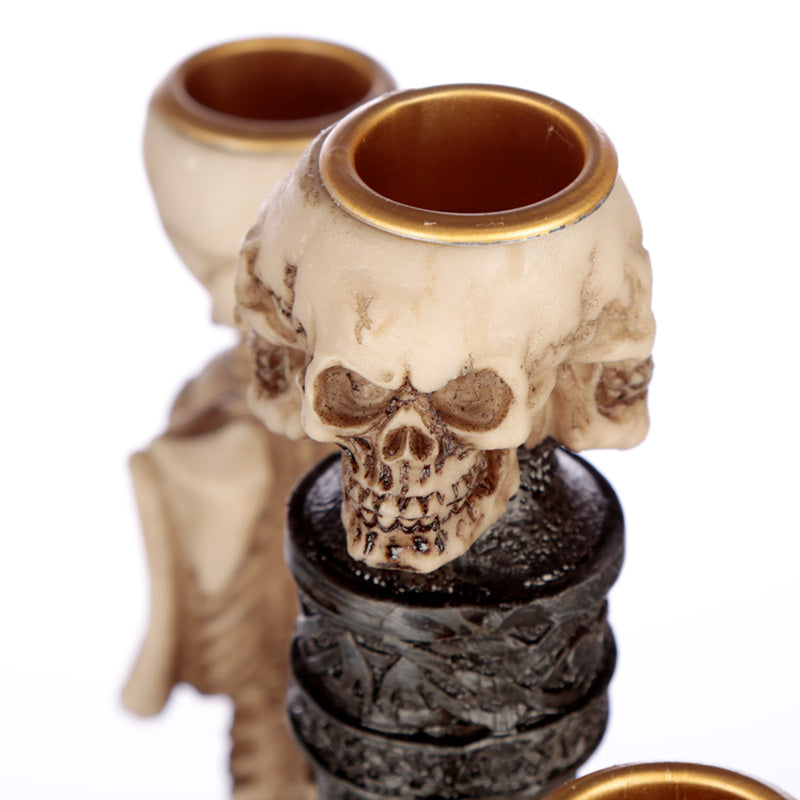 Gothic Skull and Spine Candlestick