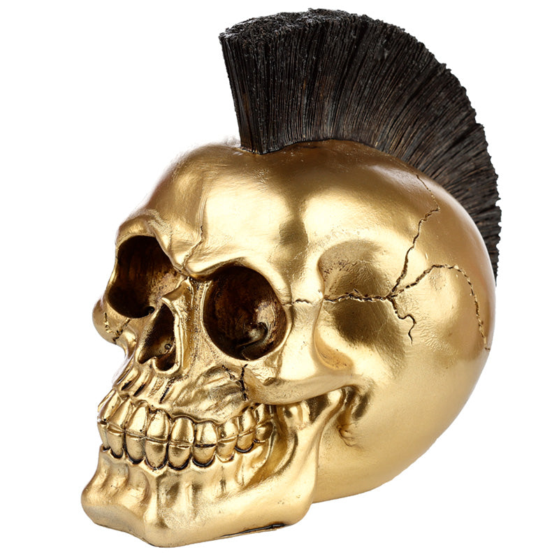 Mohican Gold Punk Skull Ornament