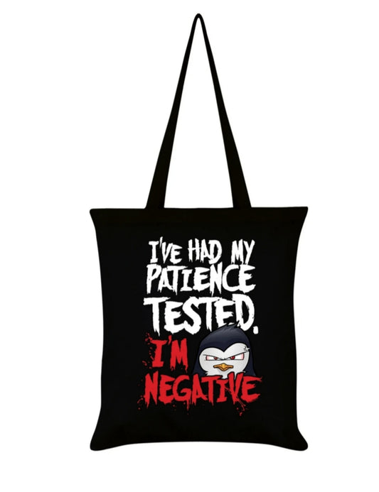 Psycho Penguin Patience Black Tote Bag