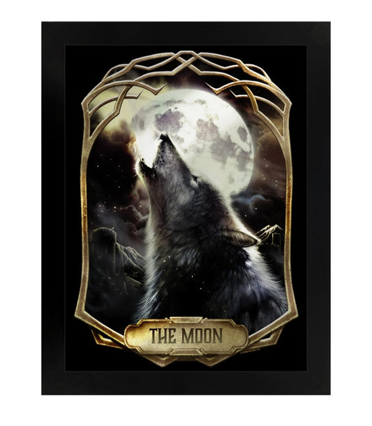 Framed Deadly Tarot Obsidian - The Moon Mirrored Tin Sign
